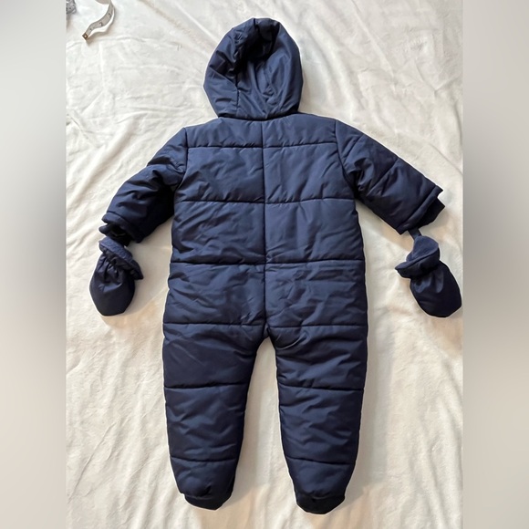 Children’s Place Navy Blue Infant Baby One Piece Snowsuit & Mittens 6-9 Months - Picture 7 of 14